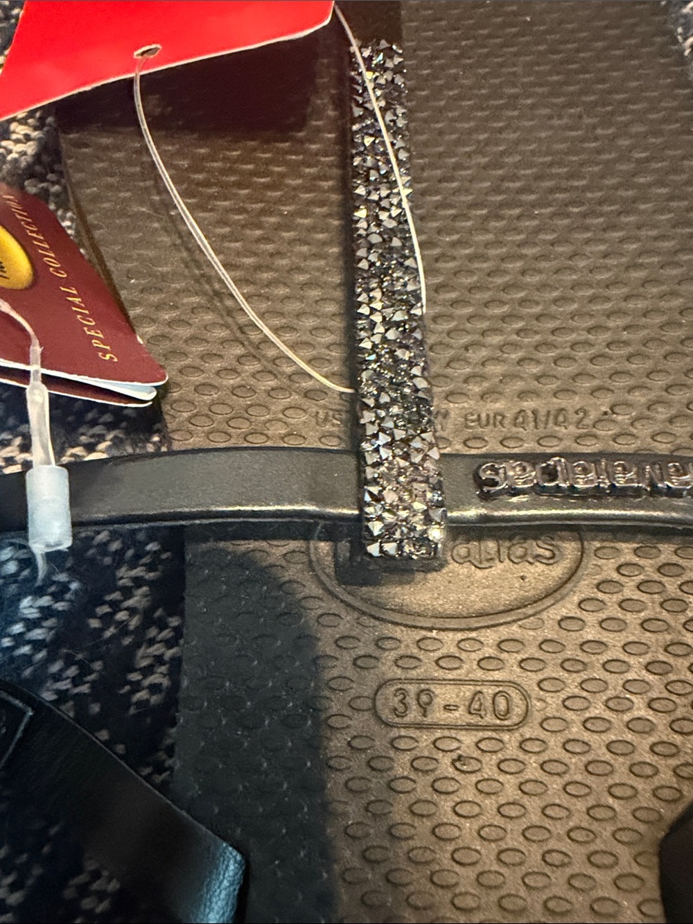 Havaianas Black T-Strap Sandals with Sparkling Accents - Picture 4 of 4